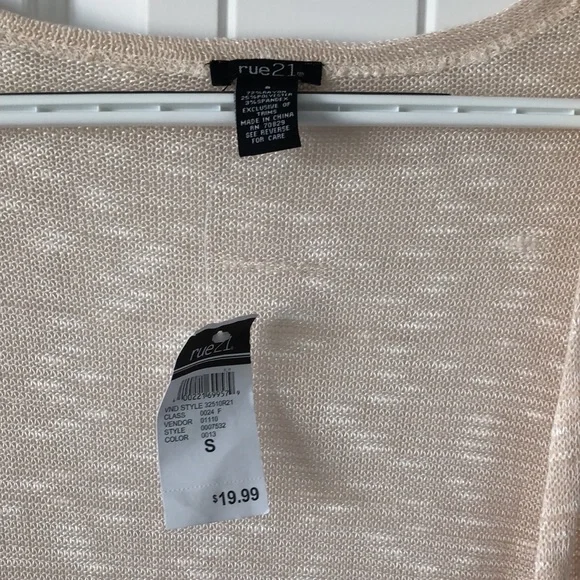 Rue 21 Cardigan Sweater Women's Size Small Tan Cream Brown NWT - Picture 6 of 8